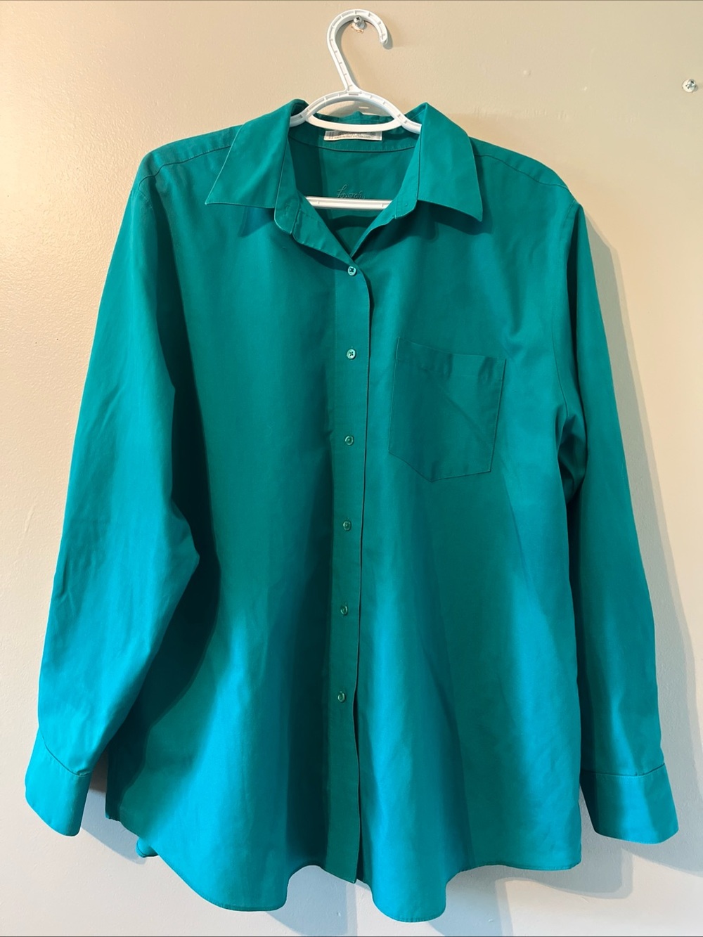 FOXCROFT APPLESEEDS womens  Turquoise Wrinkle Free Button Up Blouse Size 18